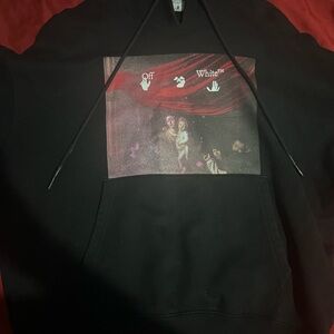 Off-White Black Hoodie with Blue Label